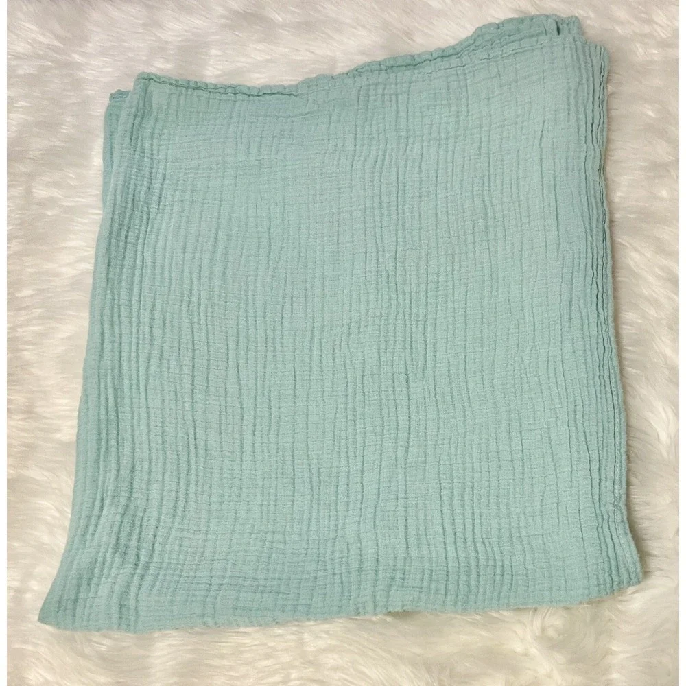 Kyle & Deena Mint Green Cotton Muslin Baby Blanket Crinkle Gauze Swaddle 30x36‎